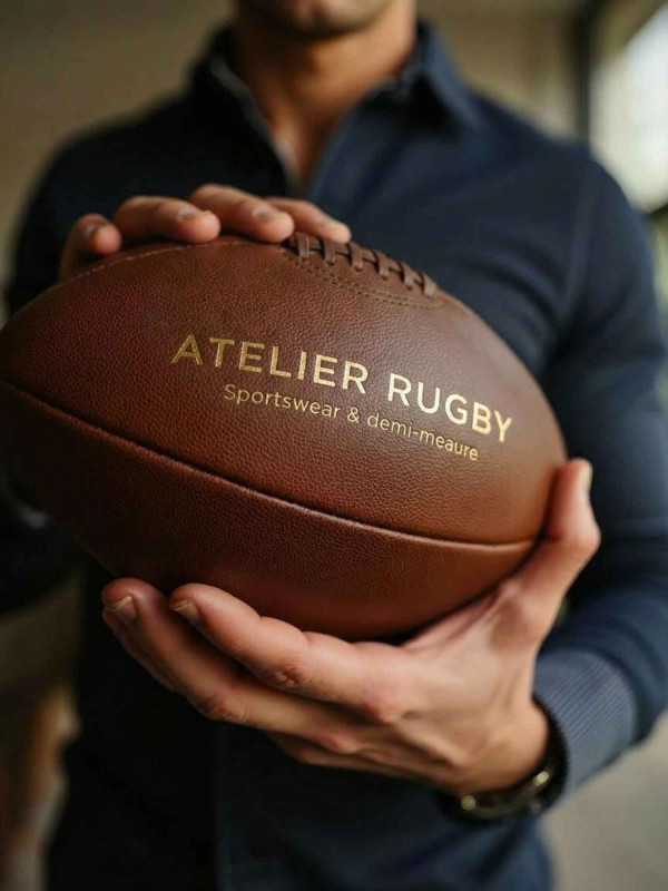 Ballon de rugby Atelier Rugby en cuir - marron
