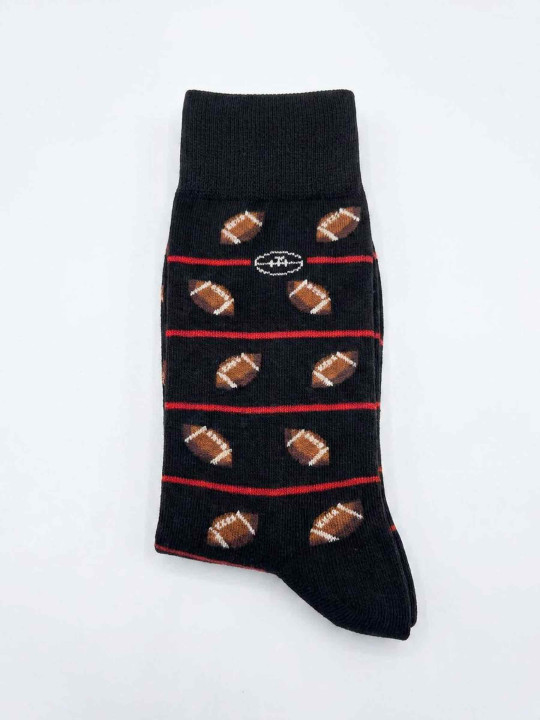 Chaussettes motifs ballons de rugby - Noir