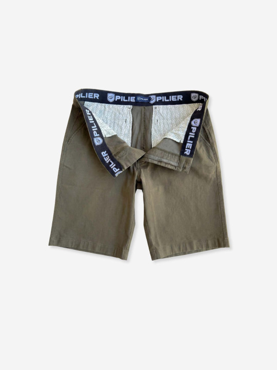 Bermuda en coton/élasthanne grandes tailles Pilier - Kaki