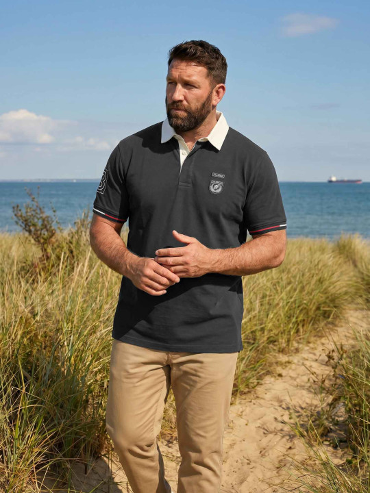 Polo Rugby Héritage grandes tailles Pilier à manches courtes - noir
