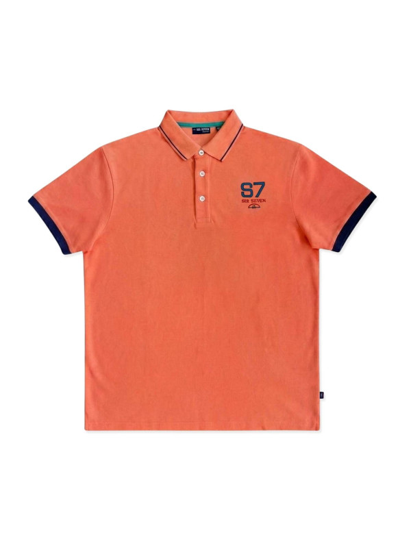 Polo brodé Beach Rugby tropical finitions contrastées - Orange