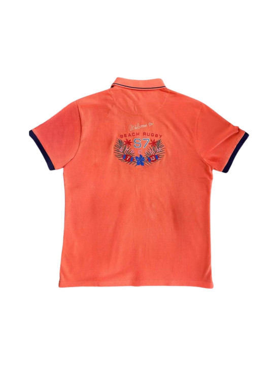 Polo brodé Beach Rugby tropical finitions contrastées - Orange