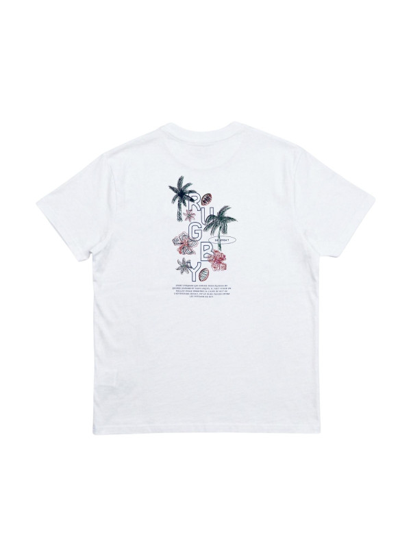 T-shirt imprimé dans le dos Rugby tropical - Blanc