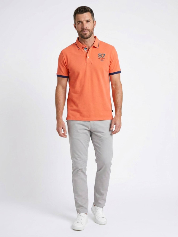 Polo brodé Beach Rugby tropical finitions contrastées - Orange