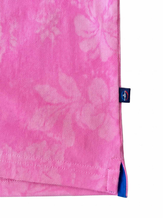 Polo à motifs hibiscus impression laser - Rose