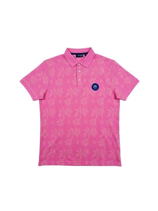 Polo à motifs hibiscus impression laser - Rose