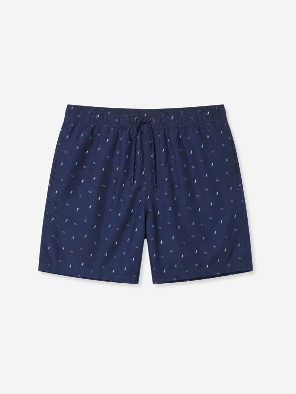 Short de bain imprimé à motifs rugby - Bleu marine