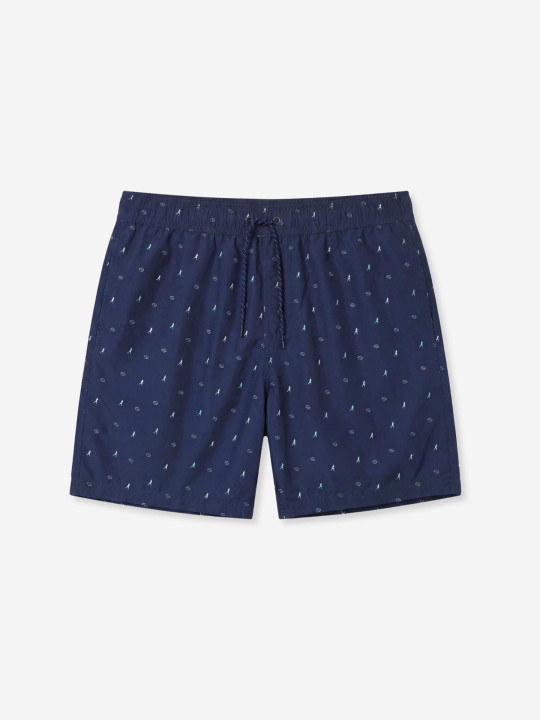 Short de bain imprimé à motifs rugby - Bleu marine