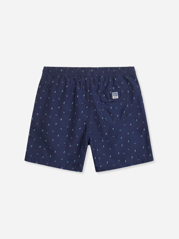 Short de bain imprimé à motifs rugby - Bleu marine