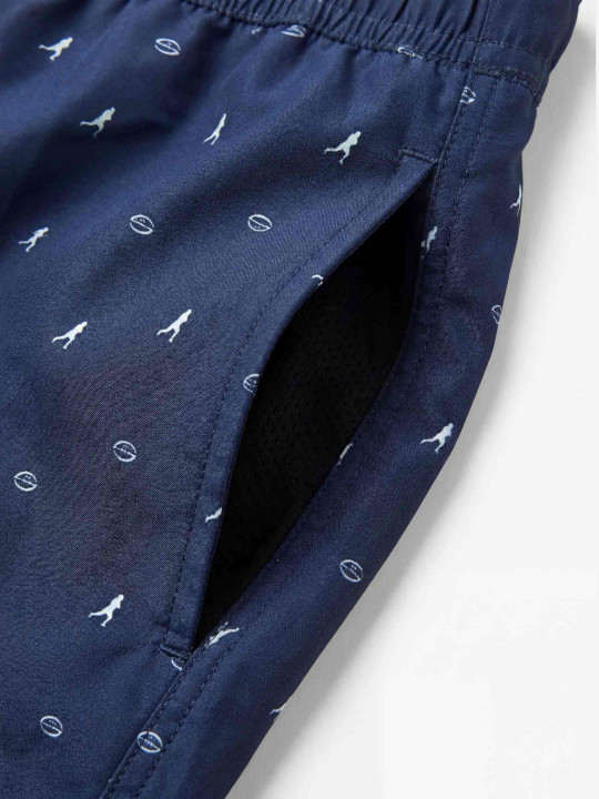 Short de bain imprimé à motifs rugby - Bleu marine