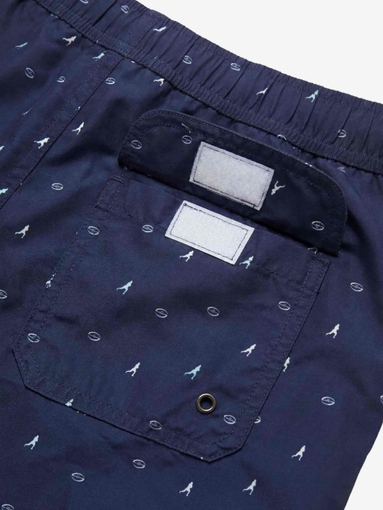Short de bain imprimé à motifs rugby - Bleu marine