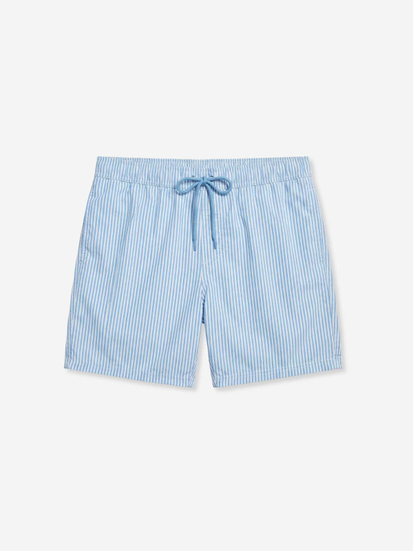Short de bain rayé - bleu ciel et blanc