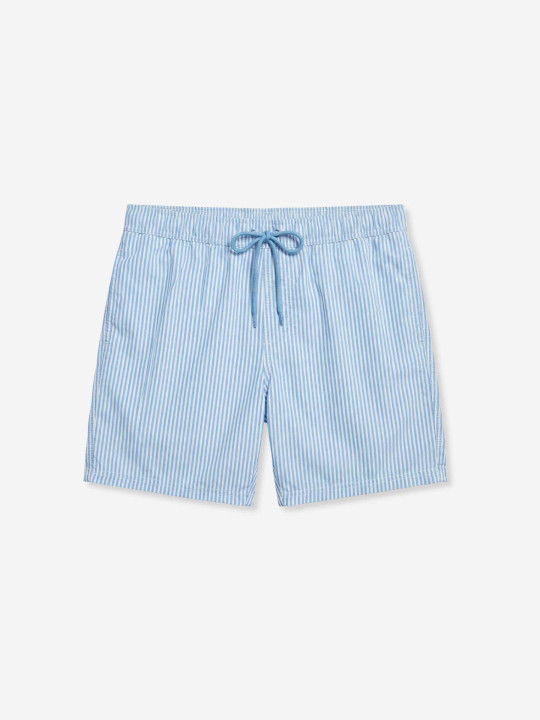 Short de bain rayé - bleu ciel et blanc