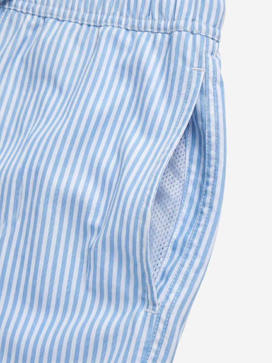 Short de bain rayé - bleu ciel et blanc