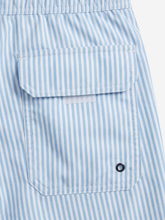 Short de bain rayé - bleu ciel et blanc