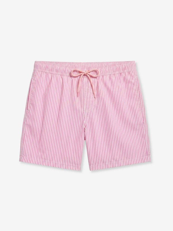 Short de bain rayé - rose et blanc