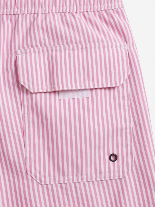 Short de bain rayé - rose et blanc