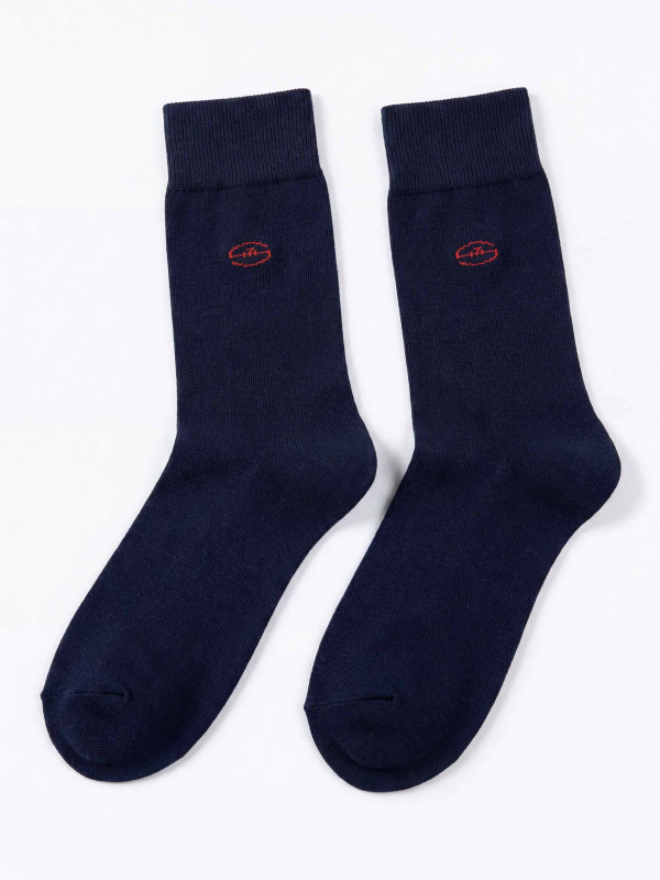 Chaussettes unies avec logo S7 Rugby - Bleu marine