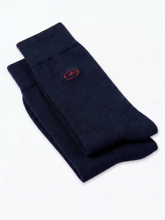 Chaussettes unies avec logo S7 Rugby - Bleu marine