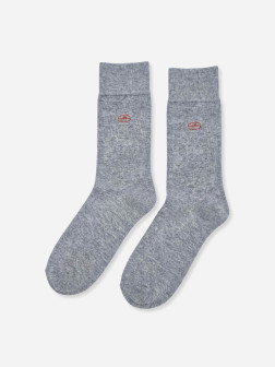 Chaussettes unies avec logo S7 Rugby - Gris chiné