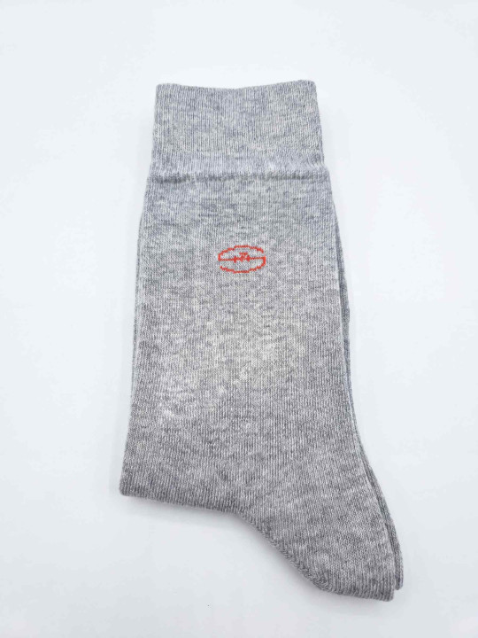 Chaussettes unies avec logo S7 Rugby - Gris chiné