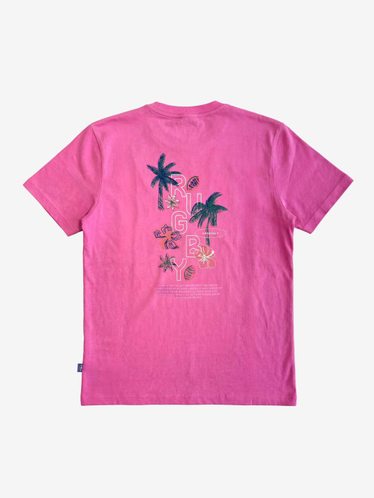 T-shirt imprimé dans le dos Rugby tropical - Rose