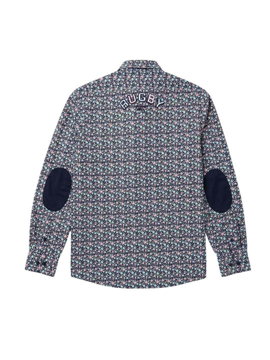 Chemise manches longues imprimée à fleurs - Bleu marine