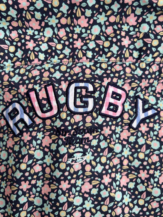 Chemise manches longues imprimée à fleurs - Bleu marine
