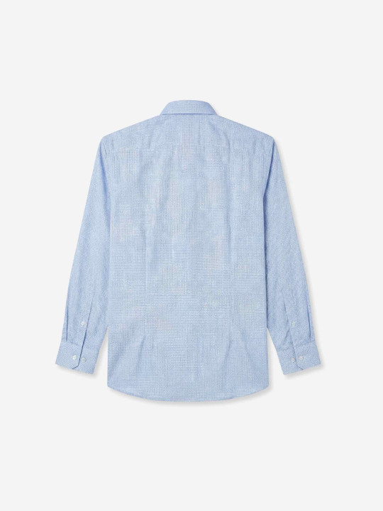 Chemise manches longues en coton à petits motifs - Bleu ciel