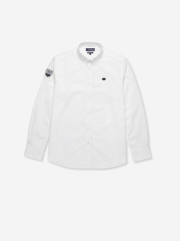 Chemise brodée à manches longues en coton - Blanc