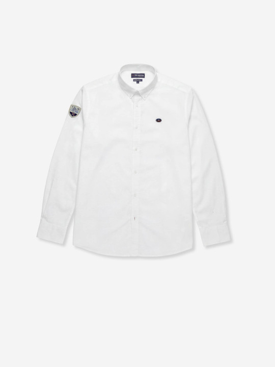 Chemise brodée à manches longues en coton - Blanc