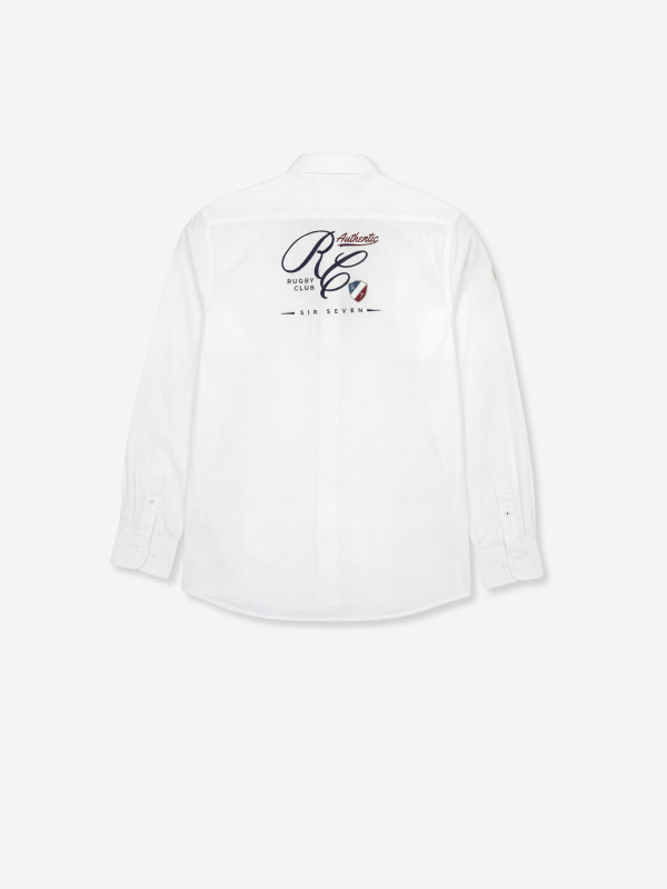 Chemise brodée à manches longues en coton - Blanc