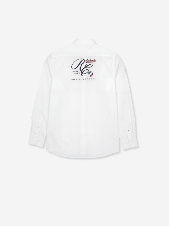 Chemise brodée à manches longues en coton - Blanc