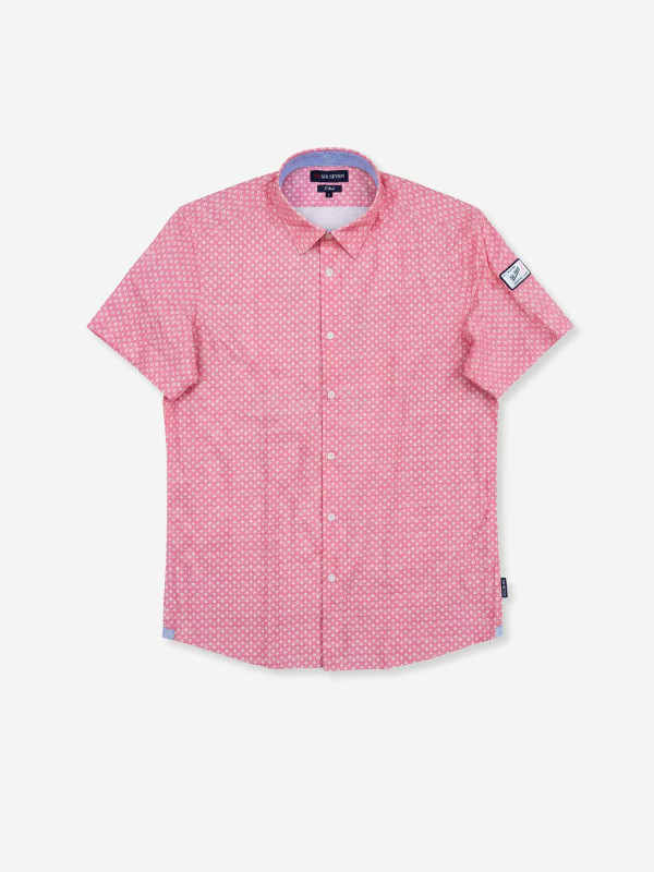 Chemise manches courtes à petits motifs - Rose