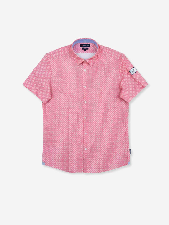 Chemise manches courtes à petits motifs - Rose