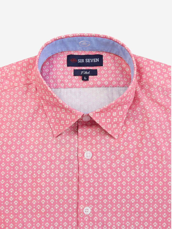 Chemise manches courtes à petits motifs - Rose