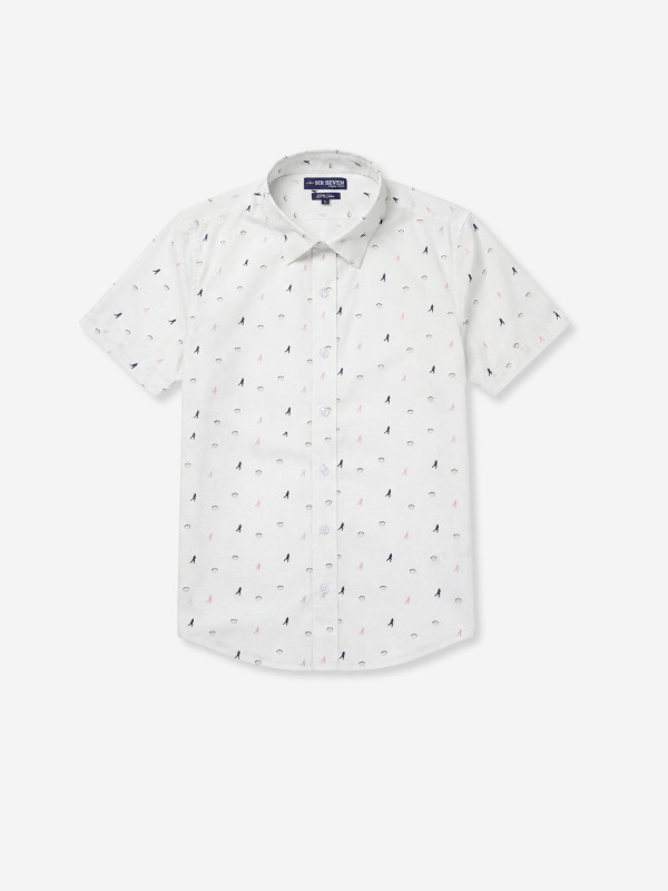 Chemise imprimée à petits motifs rugby - Blanc
