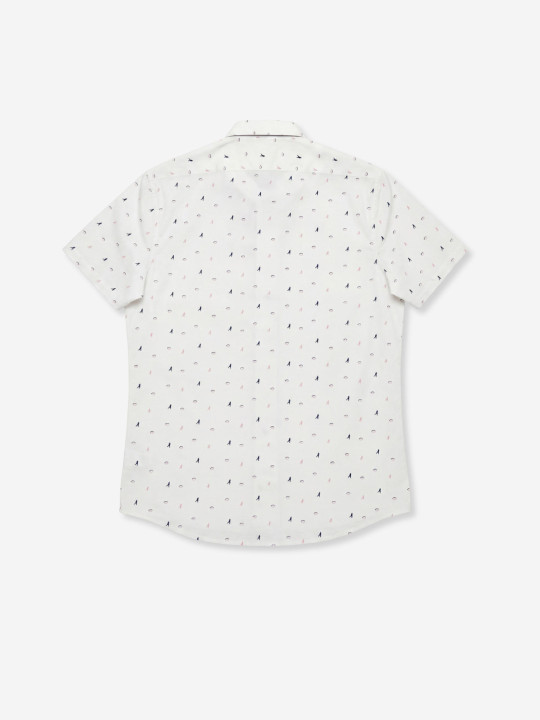 Chemise imprimée à petits motifs rugby - Blanc
