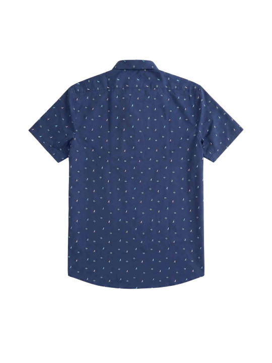 Chemise imprimée à petits motifs rugby - Bleu marine