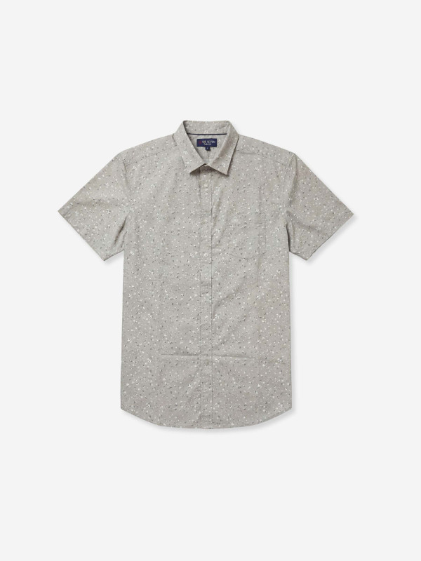 Chemise manches courtes en coton imprimé floral - Gris