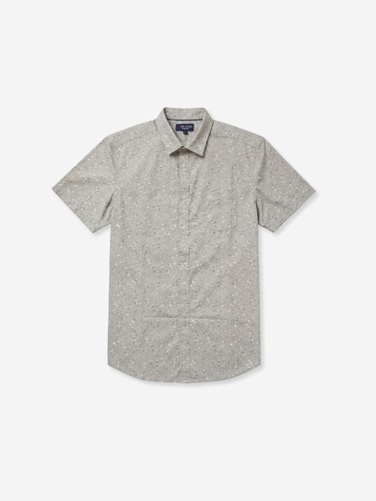 Chemise manches courtes en coton imprimé floral - Gris