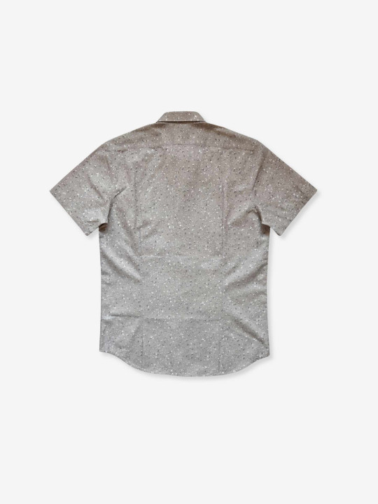 Chemise manches courtes en coton imprimé floral - Gris