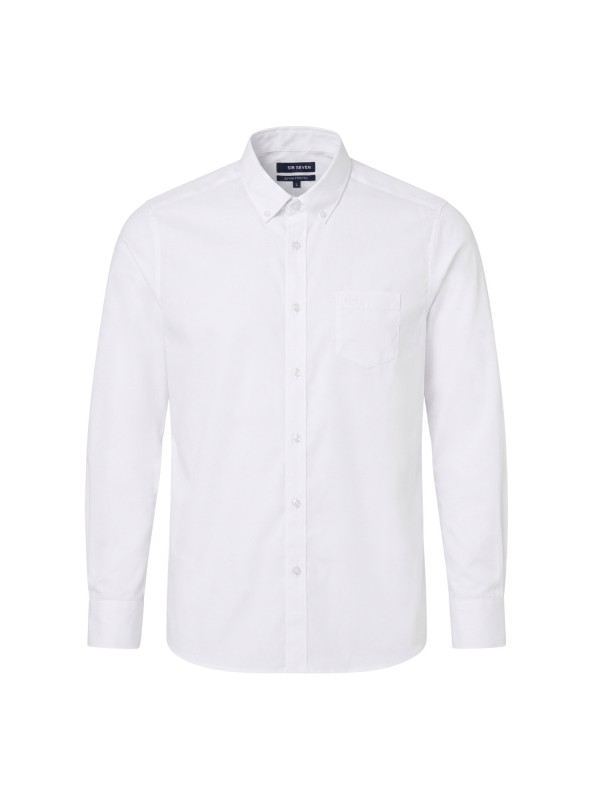 Chemise classique en coton stretch à manches longues - Blanc