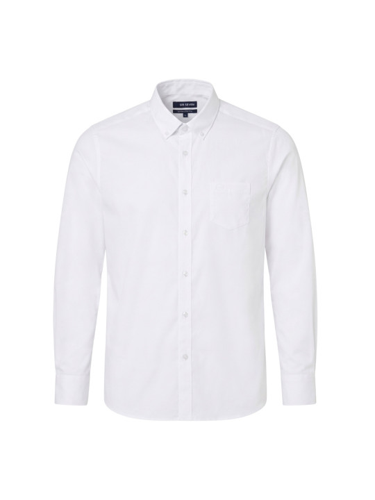 Chemise classique en coton stretch à manches longues - Blanc