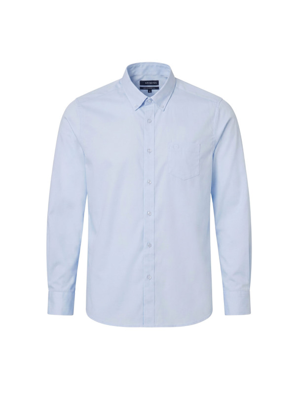 Chemise classique en coton stretch à manches longues - Bleu ciel