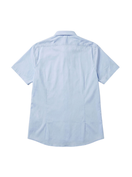 Chemise classique en coton stretch à manches courtes - Bleu ciel