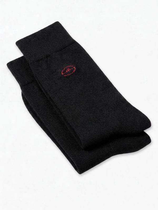 Chaussettes unies avec logo S7 Rugby - Noir