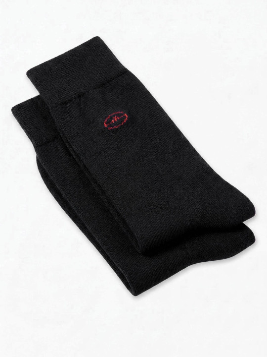 Chaussettes unies avec logo S7 Rugby - Noir