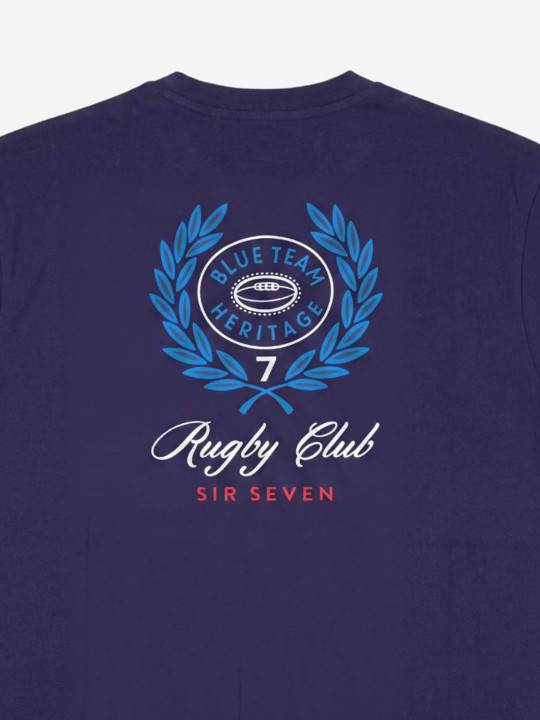 T-shirt col rond imprimé poitrine et dos Rugby Club - Bleu marine