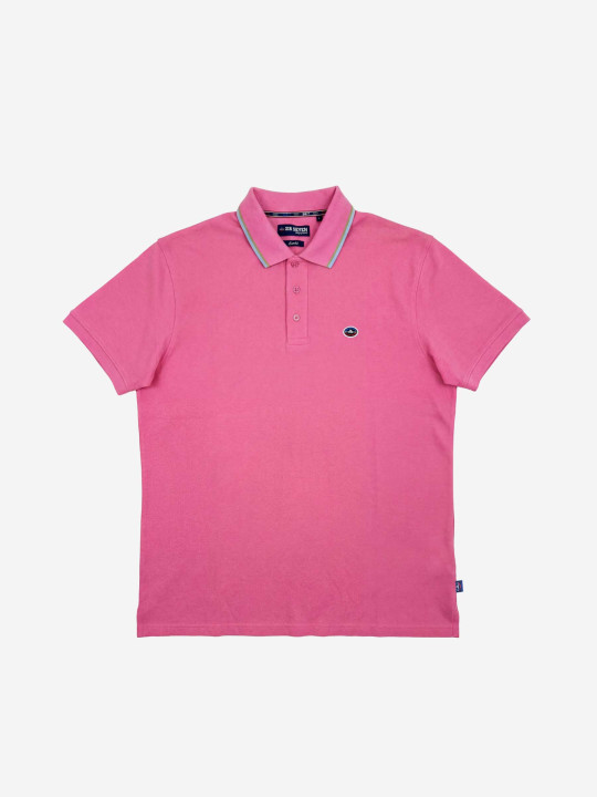 Polo manches courtes à col contrasté - Rose
